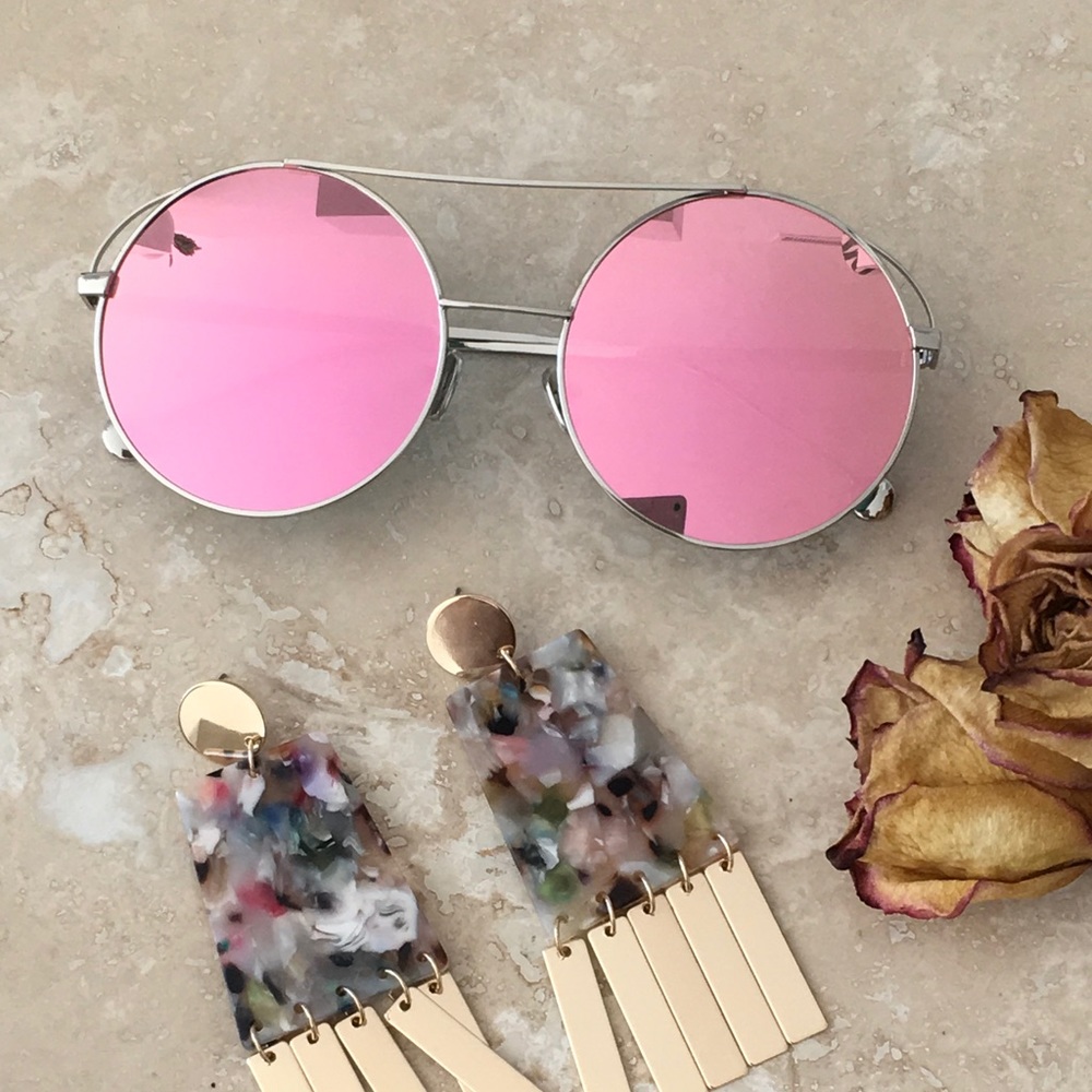 AVIATOR ROSE MIRRORED SUNNIES - Picture 1 of 4